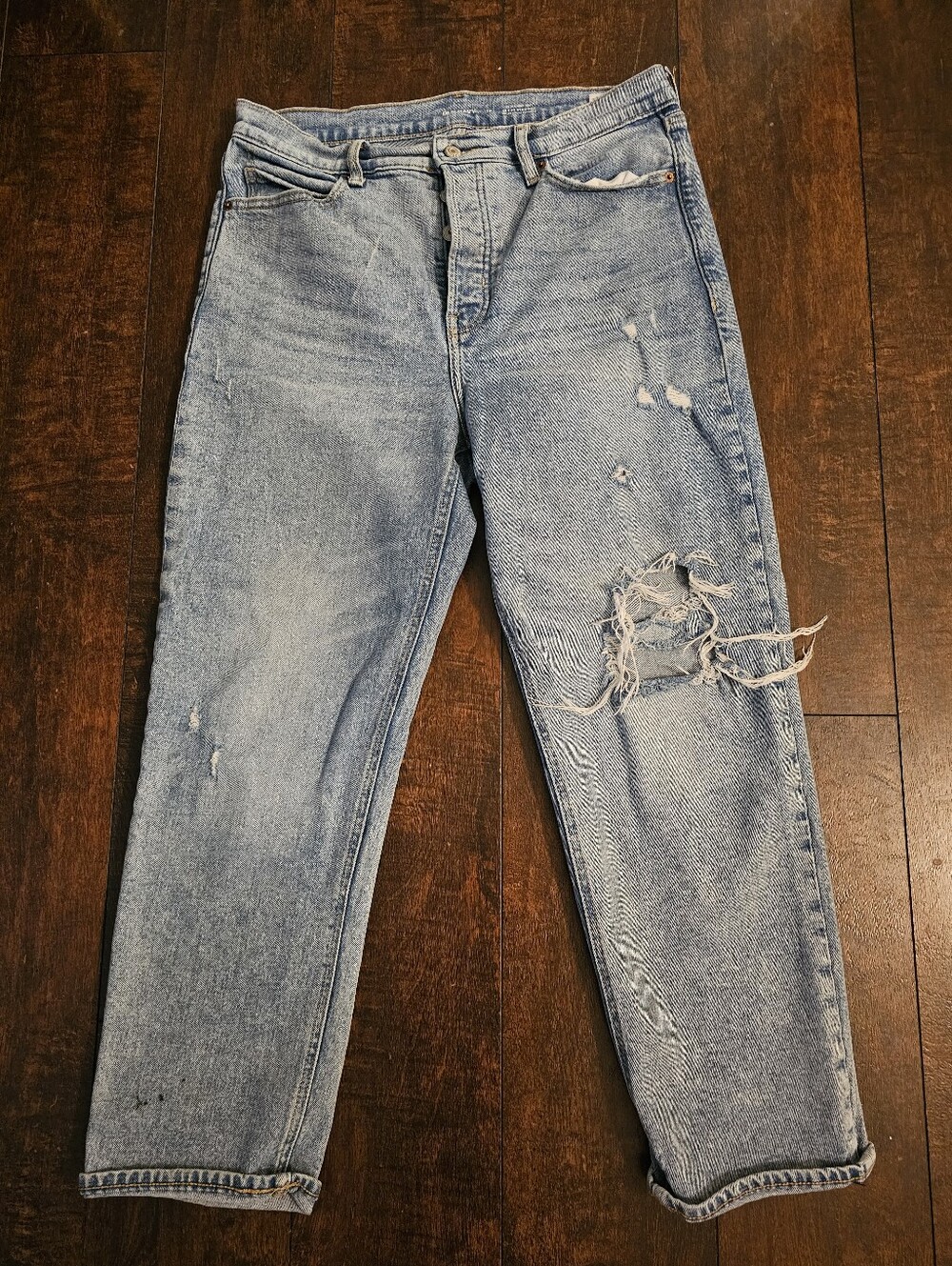 Old Navy Light Blue Distressed Extra High Rise Jeans